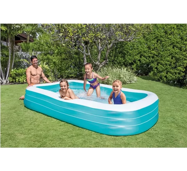 Intex familie zwembad 305x183x56 cm in gebruik in tuin