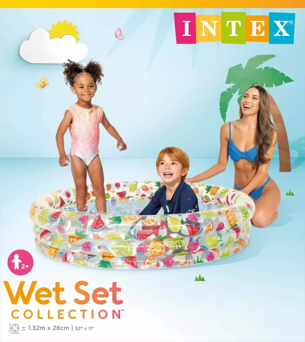 Intex zwembad 3 rings fruitprint 132x28 cm opgezet in tuin