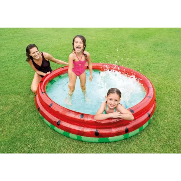 Intex Watermeloen Zwembad 3-Ring 1,68m met kinderen