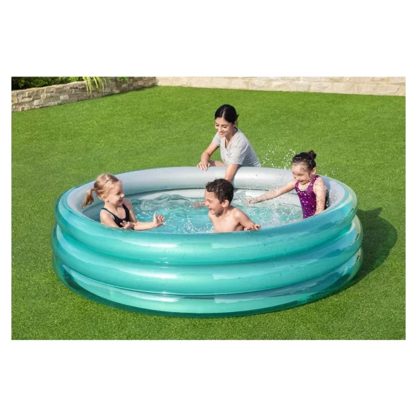 Bestway zwembad 3rings metallic 201x53cm met kinderen